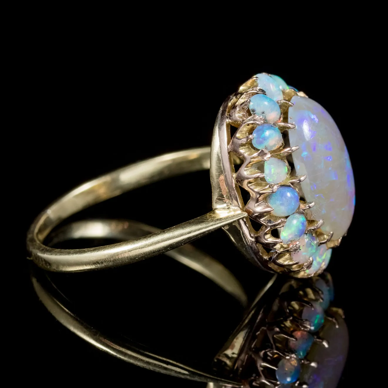 Antique Victorian Natural Opal Cluster Ring 18Ct Gold Circa 1900