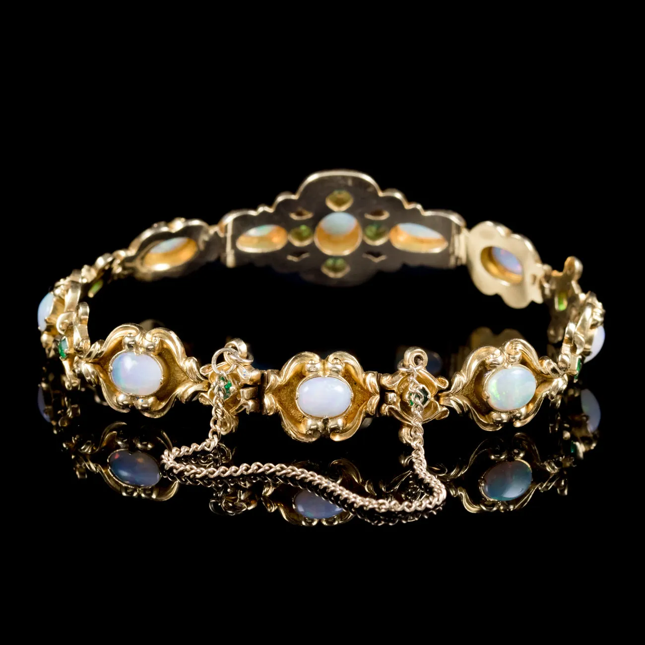 Antique Victorian Opal Emerald Bracelet 18Ct Gold Circa 1860