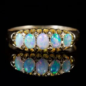 Antique Edwardian Opal Five Stone Ring 18Ct Dated 1907