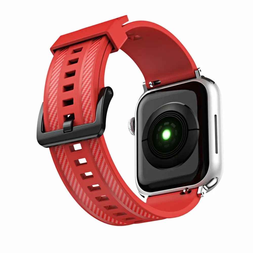 Apple Watch (41mm) carbon fiber silicone watch strap - Red