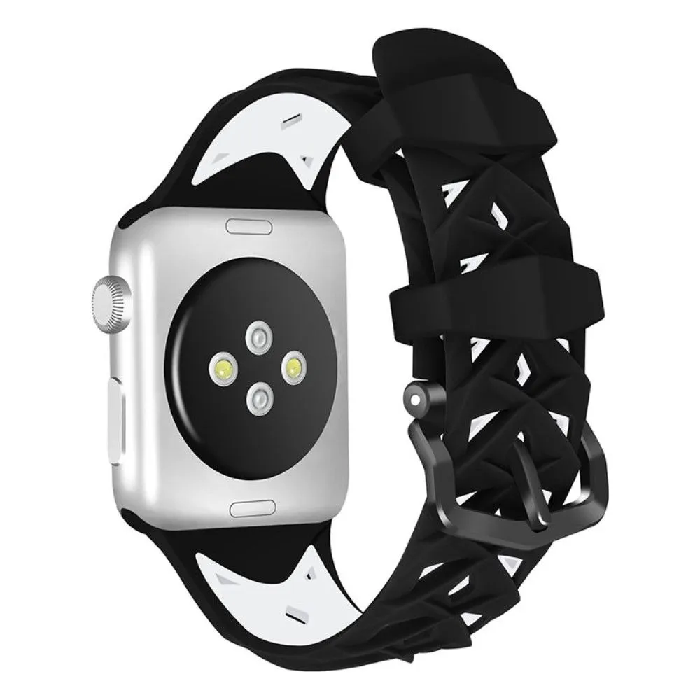 Apple Watch (41mm) dual color rhombus silicone watch strap - Black / White