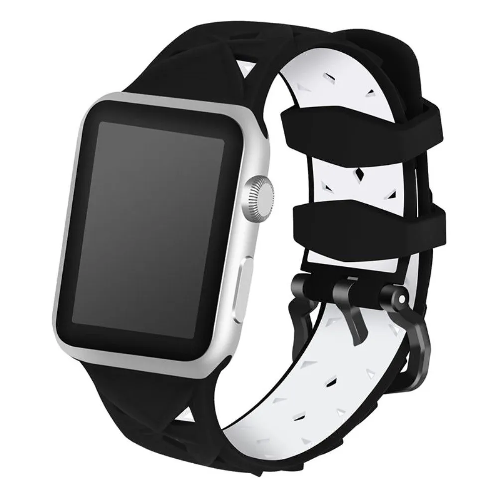 Apple Watch (41mm) dual color rhombus silicone watch strap - Black / White