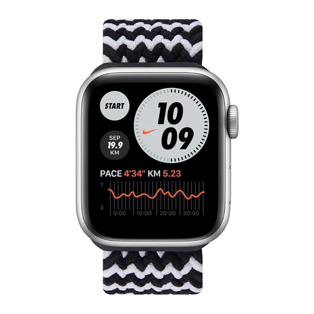 Apple Watch (41mm) elastic watch strap - Black / White / Size: L