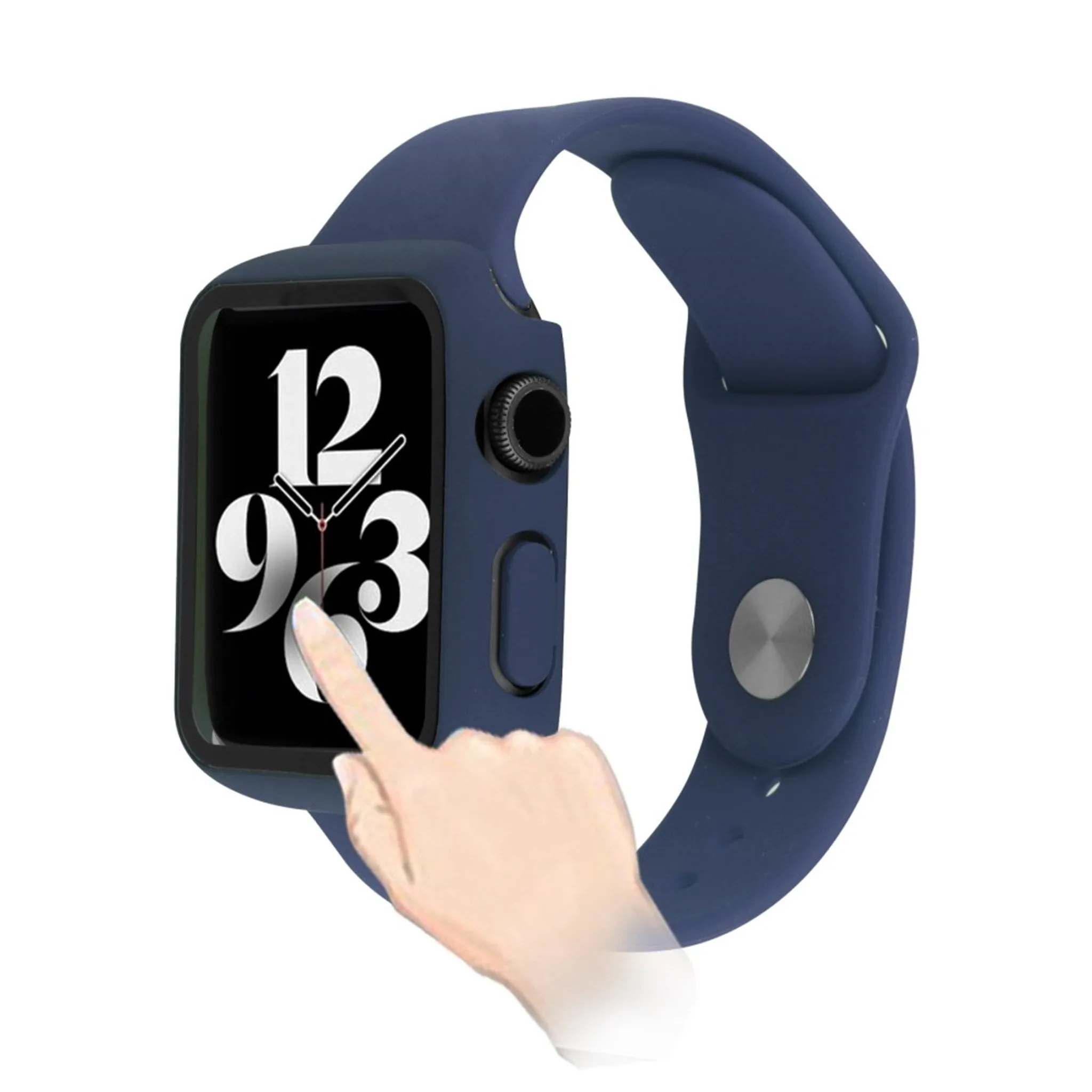 Apple Watch (41mm) silicone watch strap   tempered glass cover - Blue