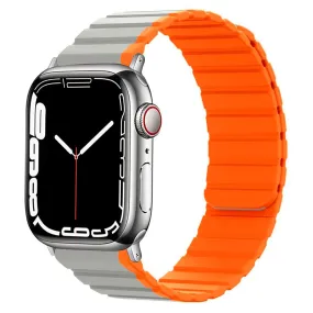 Apple Watch (42/44/SE/45/46/49mm) Lippa Magnetisk Silikone Multi Rem - Grå / Orange