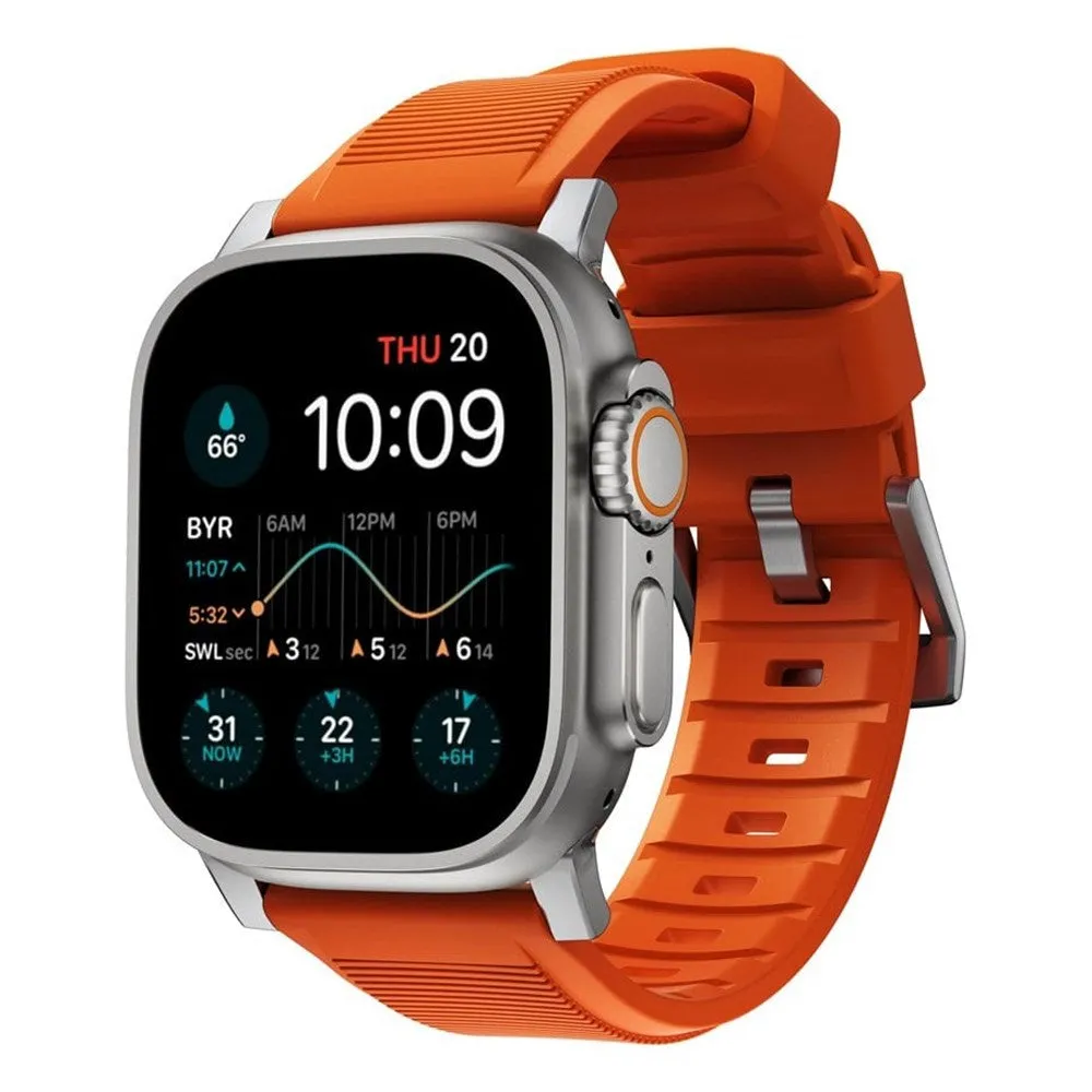 Apple Watch (42/44/SE/45/46/49mm) Nomad Rugged Band Rem - Ultra Orange / Silver Hardware