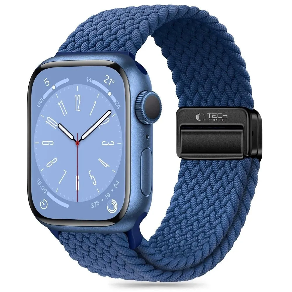 Apple Watch (42/44/SE/45/46/49mm) Tech-Protect Nylon Rem - Mørkeblå