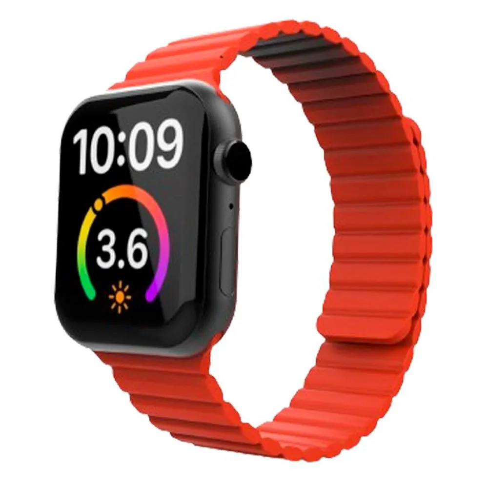 Apple Watch (42/44/SE/45/49mm) Lippa Magnetisk Silikone Rem - Rød