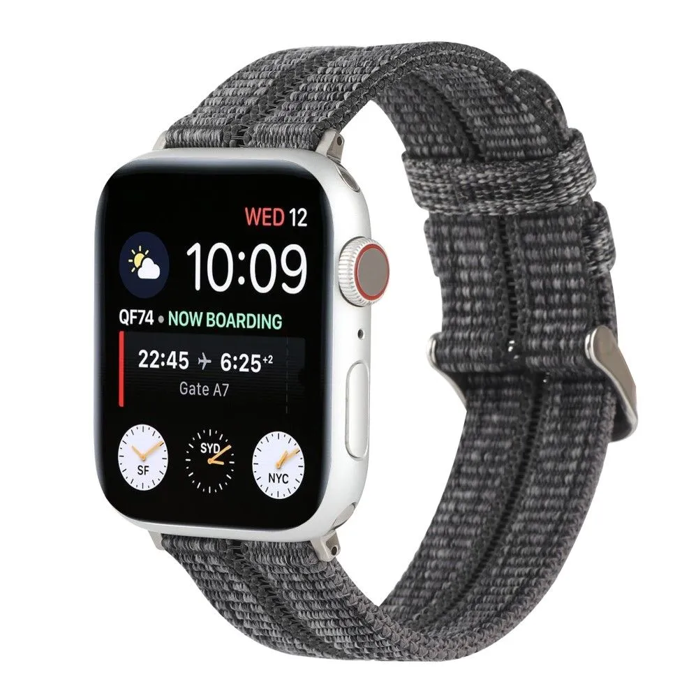 Apple Watch (45mm) stripe nylon watch strap - Grey