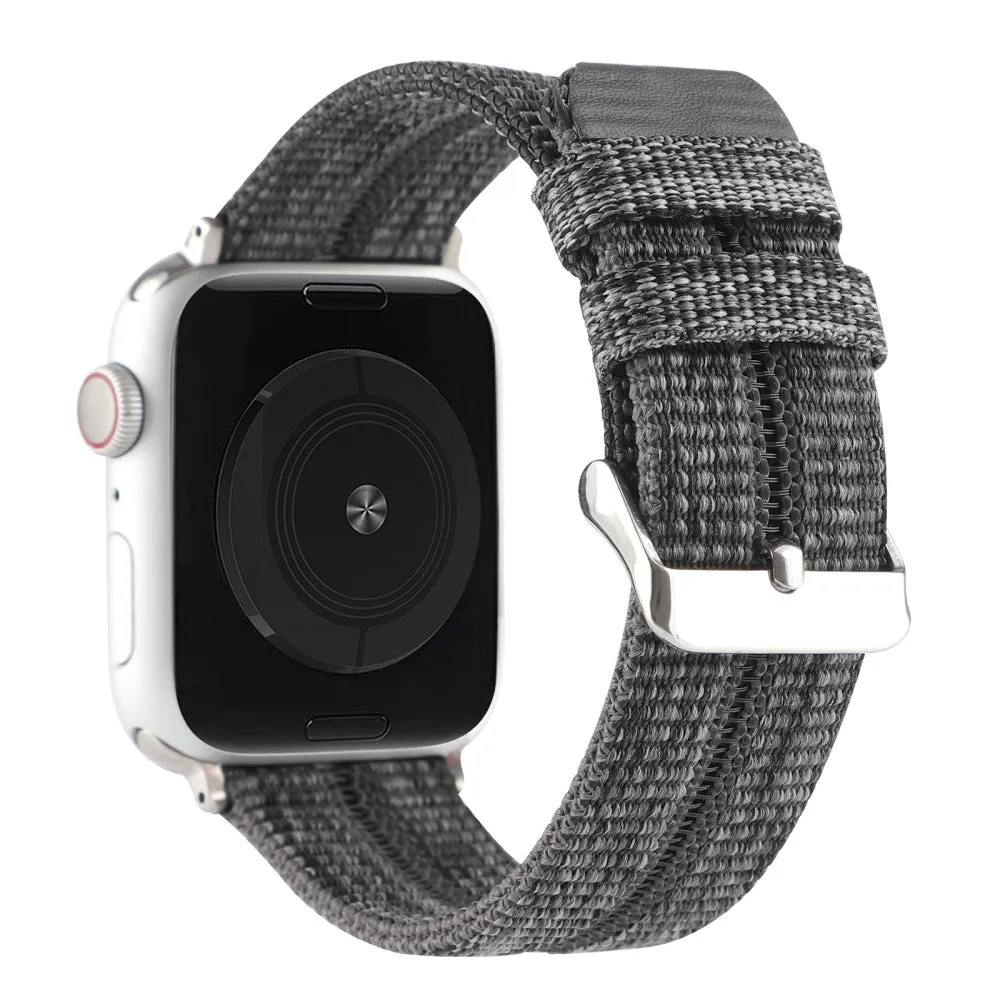 Apple Watch (45mm) stripe nylon watch strap - Grey