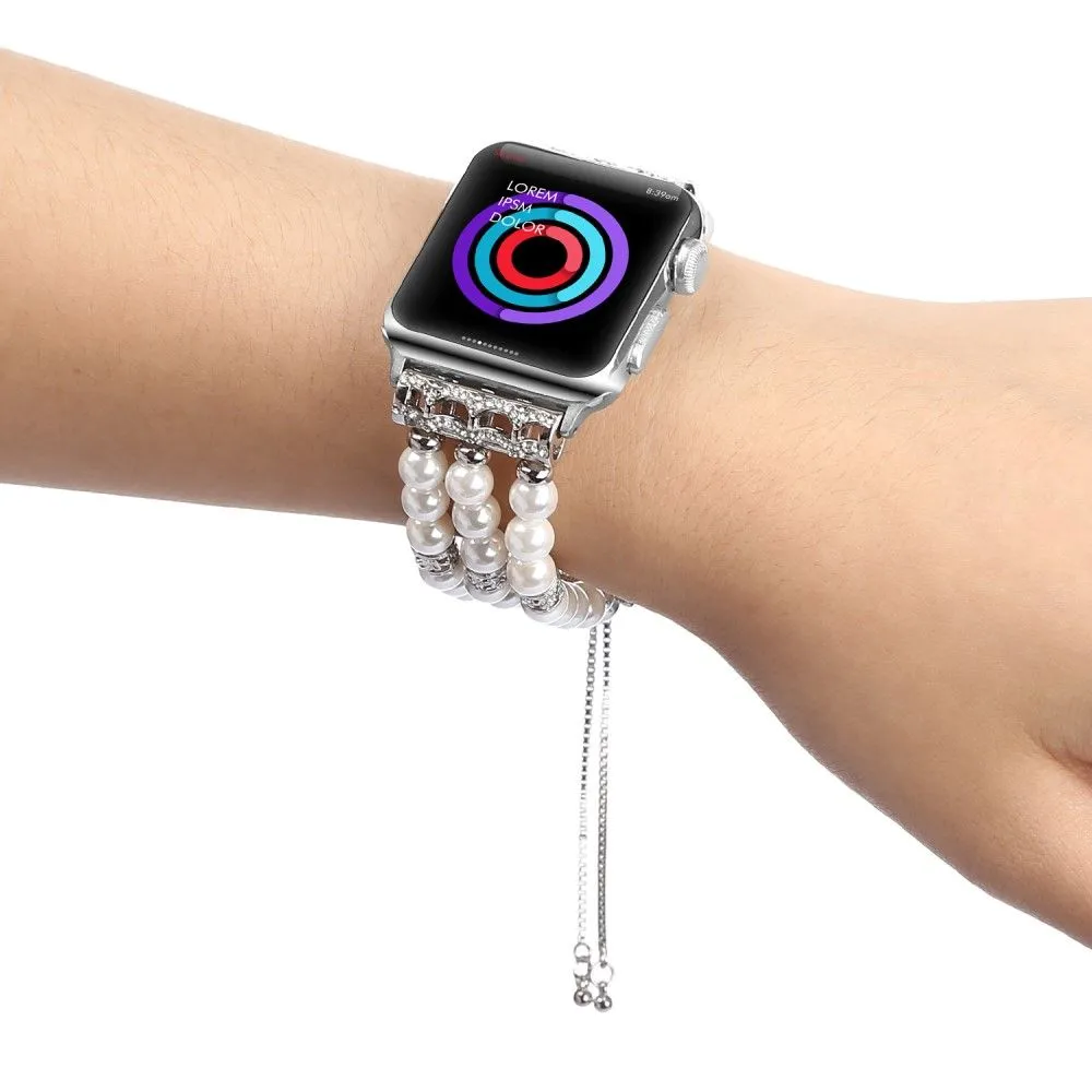 Apple Watch (45mm) stylish agate pearl watch strap - Pearl / White