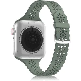 Apple Watch (45mm) stylish blossom silicone watch strap - Green