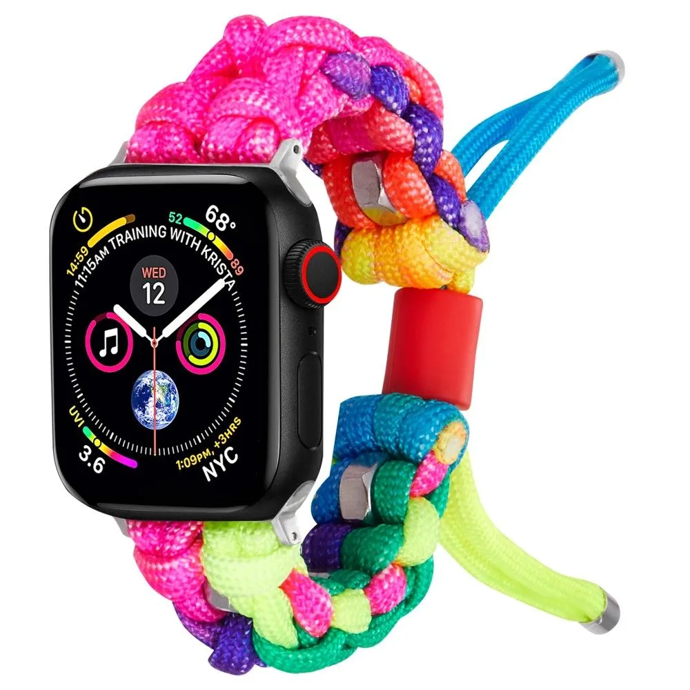 Apple Watch (45mm) stylish nylon   stainless steel ring watch strap - Multicolor