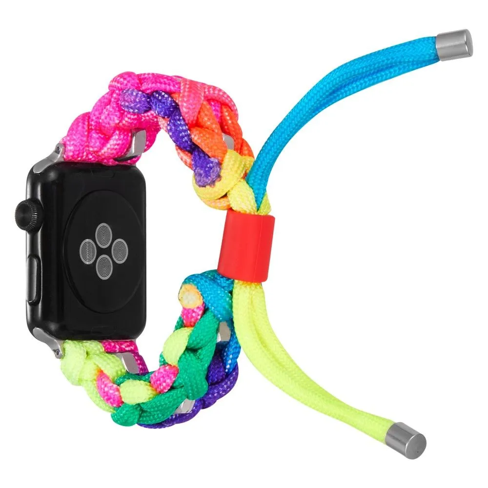 Apple Watch (45mm) stylish nylon   stainless steel ring watch strap - Multicolor