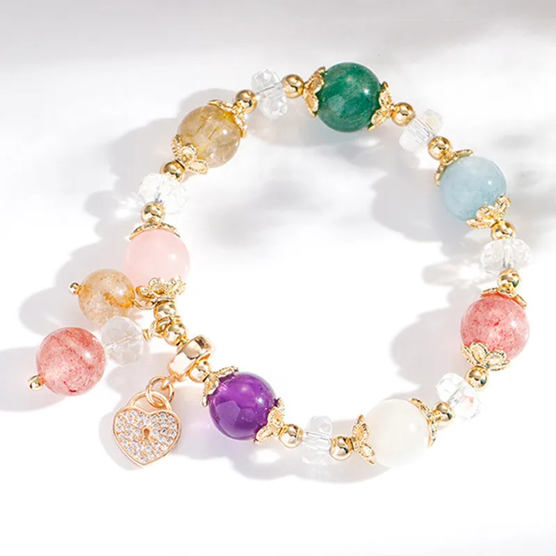 Aquamarine Amethyst Lucky Peach Blossom Bracelet