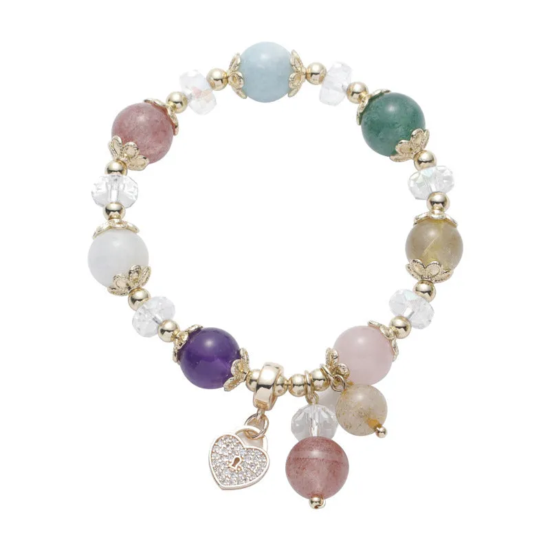 Aquamarine Amethyst Lucky Peach Blossom Bracelet