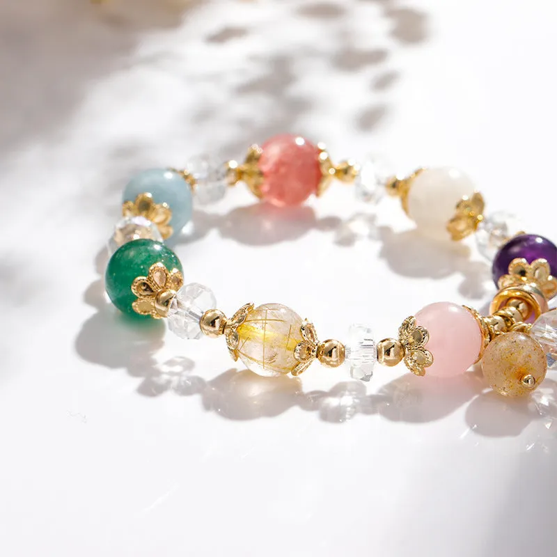 Aquamarine Amethyst Lucky Peach Blossom Bracelet