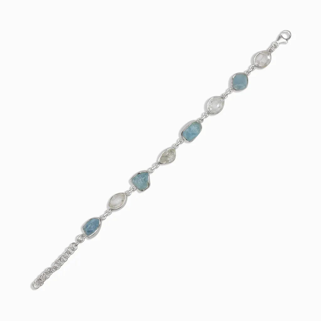 Aquamarine & Herkimer Diamond Bracelet