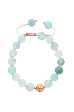 Aquamarine and Mandala Bead Bracelet