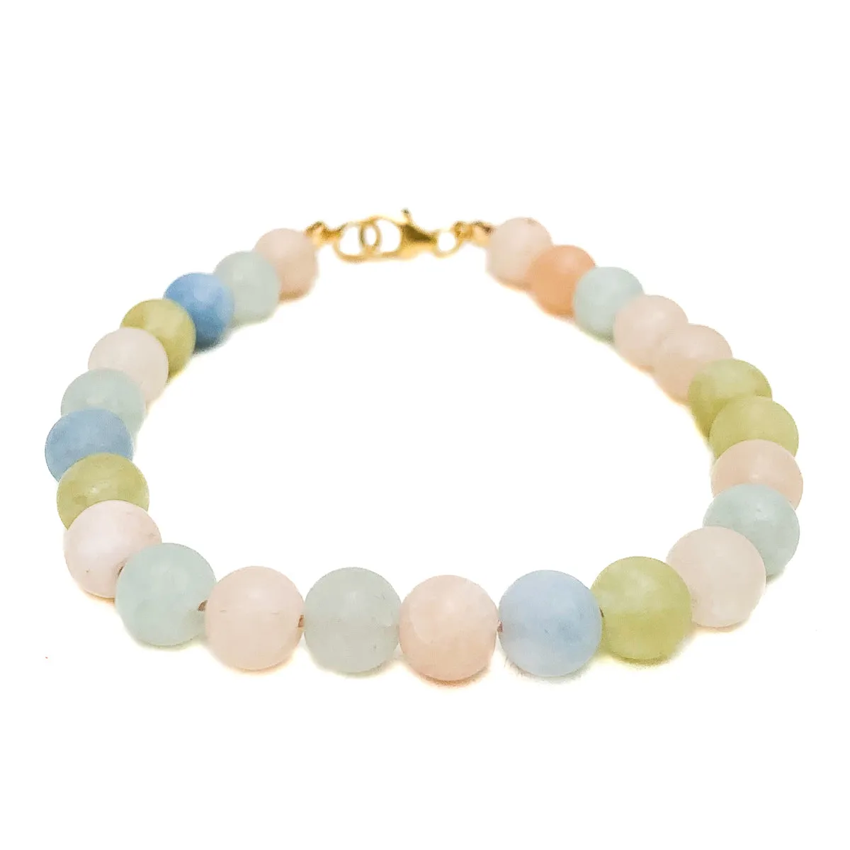 Aquamarine / Beryl Matte 6mm Bracelet With Gold-Filled Trigger Clasp