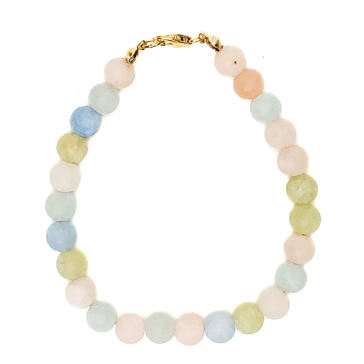 Aquamarine / Beryl Matte 6mm Bracelet With Gold-Filled Trigger Clasp