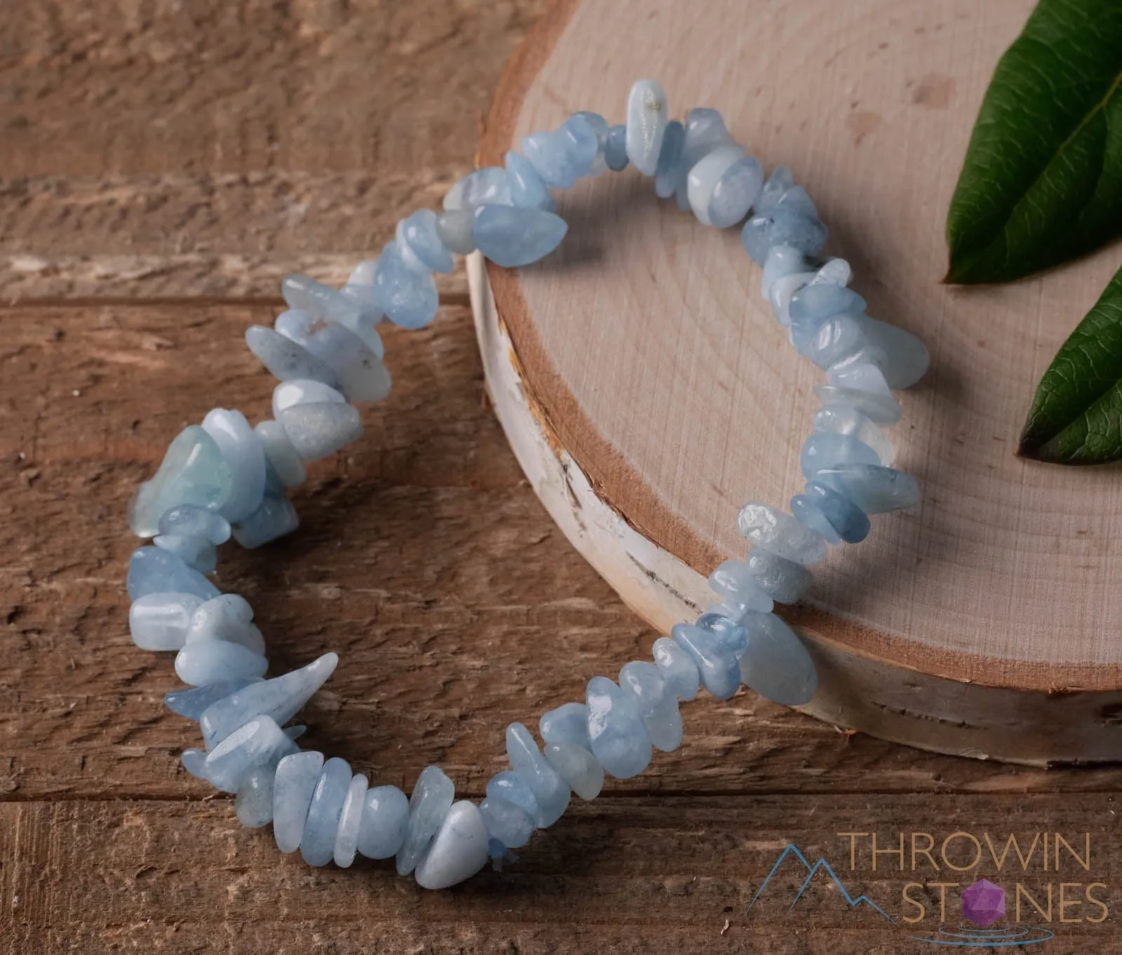 AQUAMARINE Crystal Bracelet - Chip Beads - Beaded Bracelet, Birthstone Bracelet, Handmade Jewelry, E0631