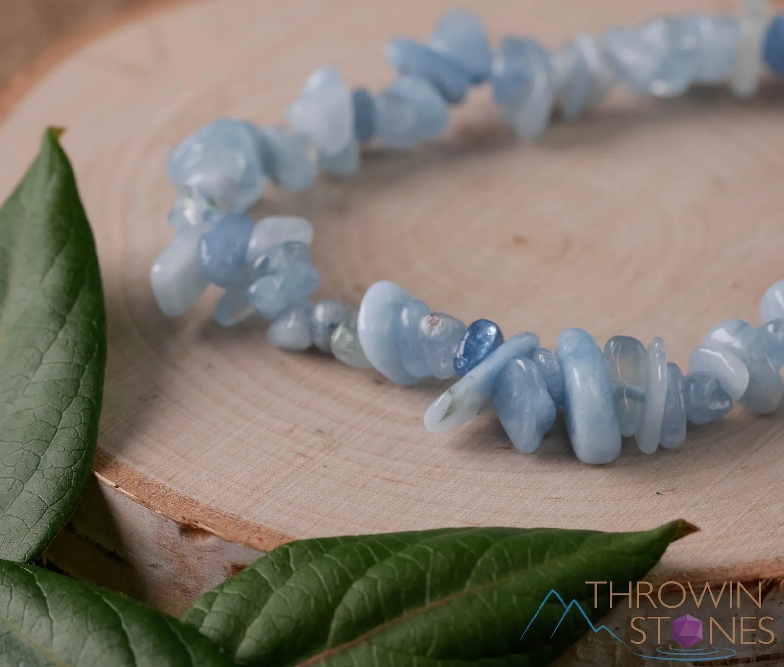 AQUAMARINE Crystal Bracelet - Chip Beads - Beaded Bracelet, Birthstone Bracelet, Handmade Jewelry, E0631