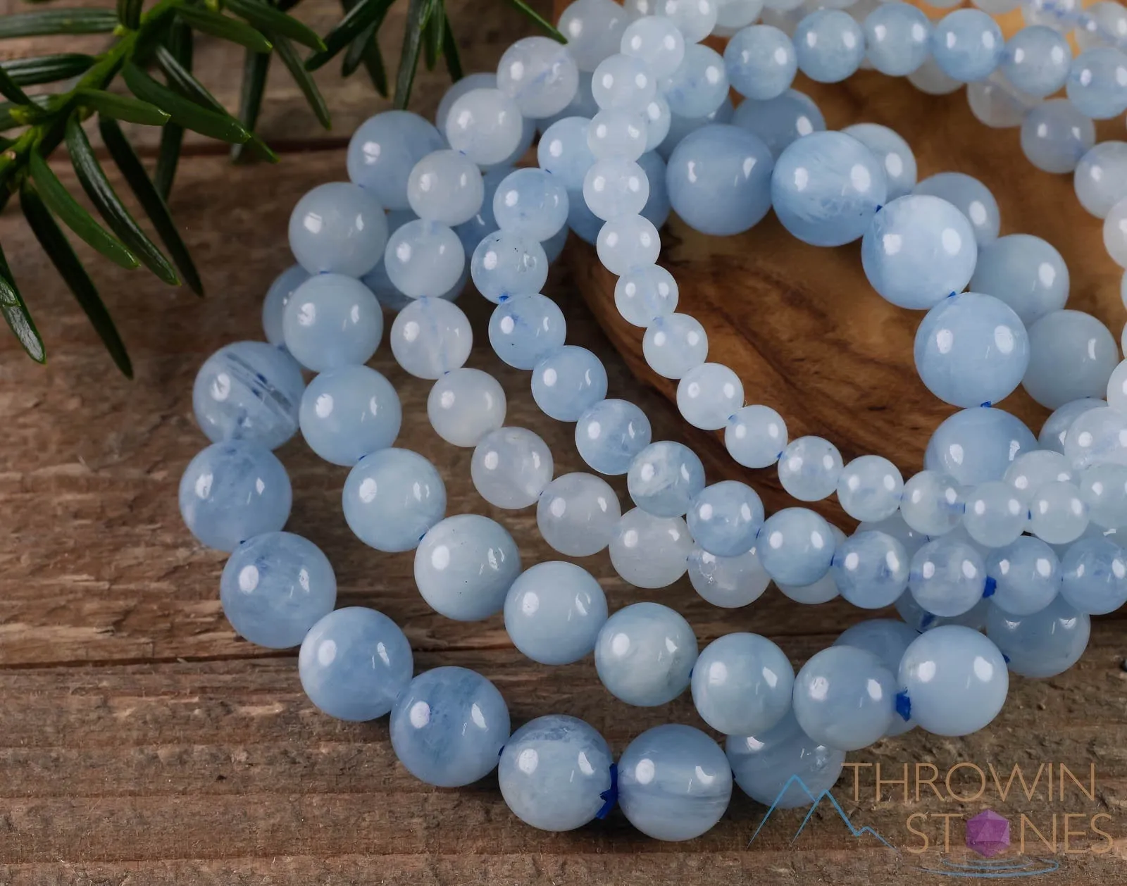 AQUAMARINE Crystal Bracelet - Round Beads - Beaded Bracelet, Birthstone Bracelet, Handmade Jewelry,  Healing Crystal Bracelet, E0571