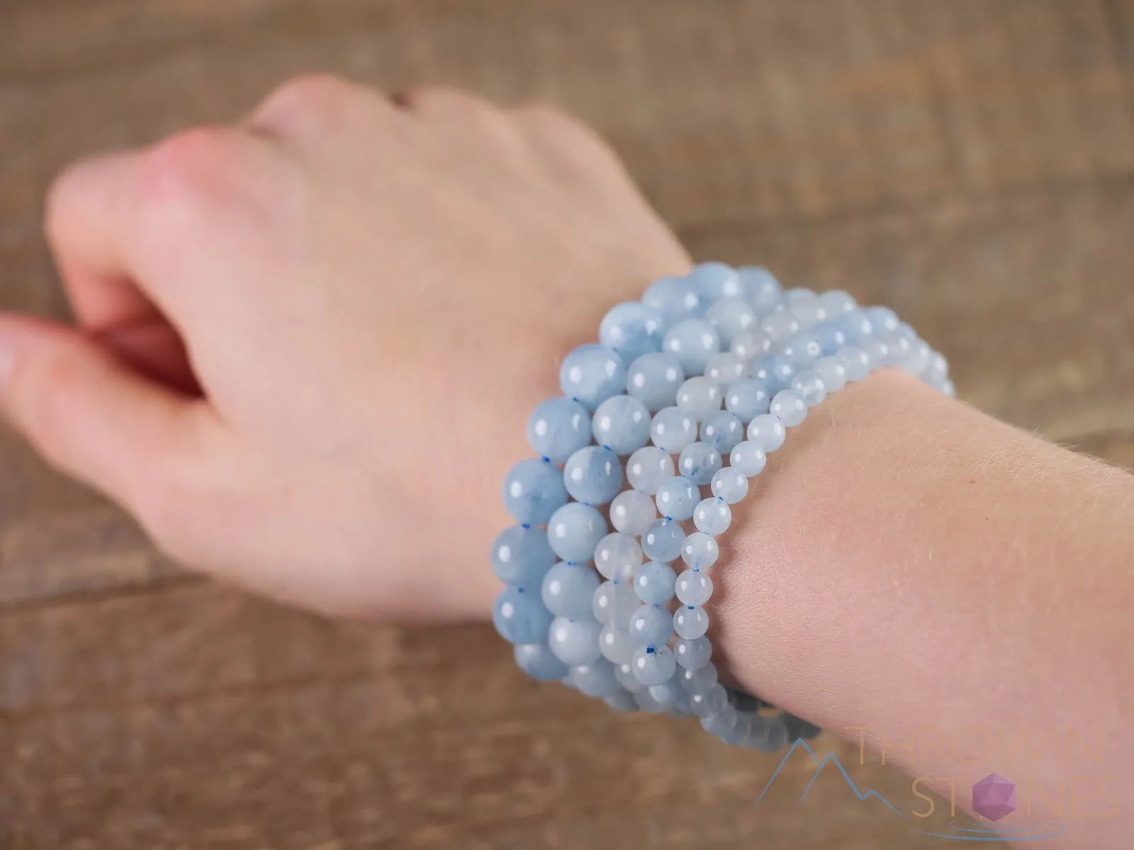 AQUAMARINE Crystal Bracelet - Round Beads - Beaded Bracelet, Birthstone Bracelet, Handmade Jewelry,  Healing Crystal Bracelet, E0571