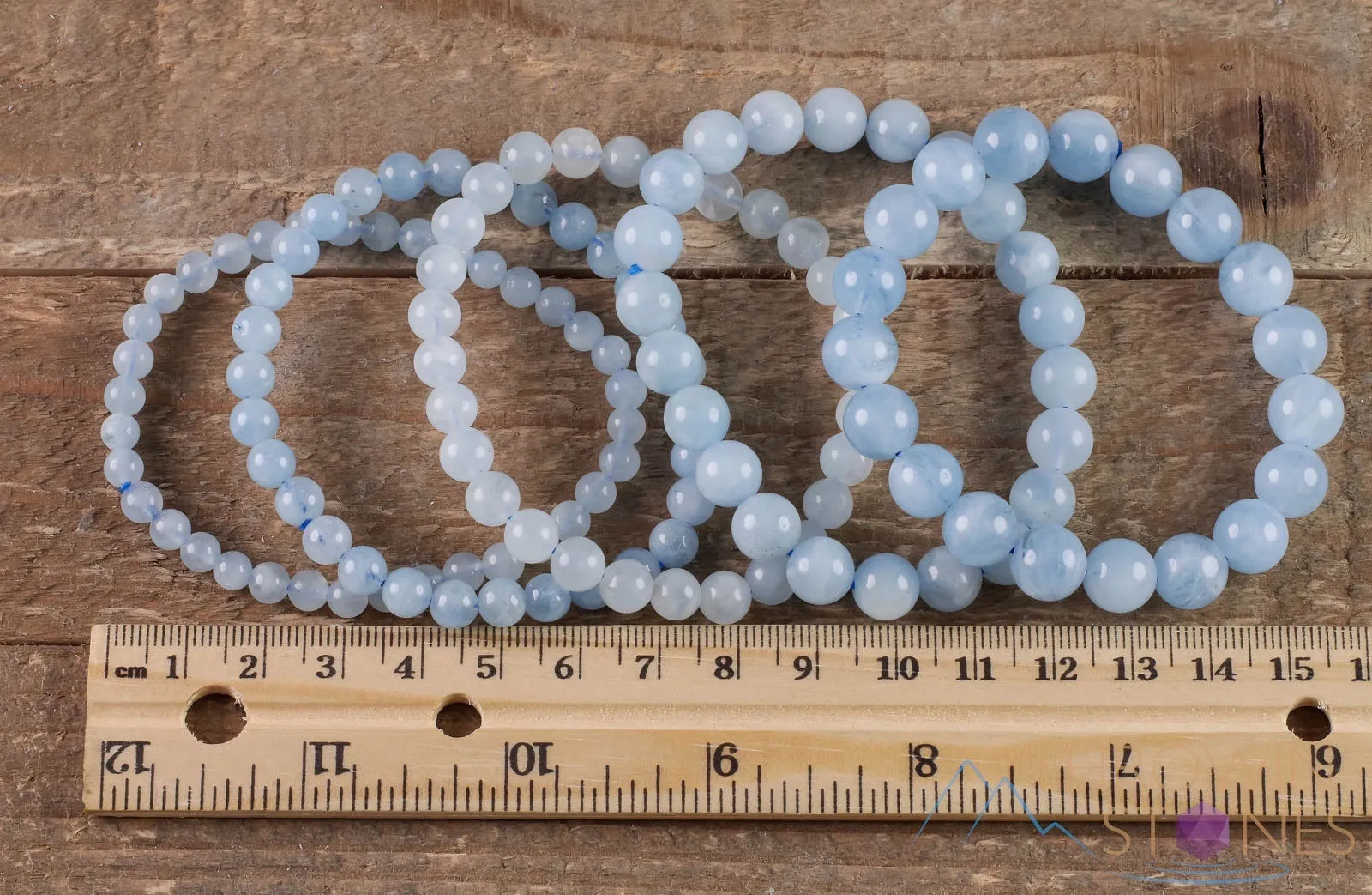 AQUAMARINE Crystal Bracelet - Round Beads - Beaded Bracelet, Birthstone Bracelet, Handmade Jewelry,  Healing Crystal Bracelet, E0571