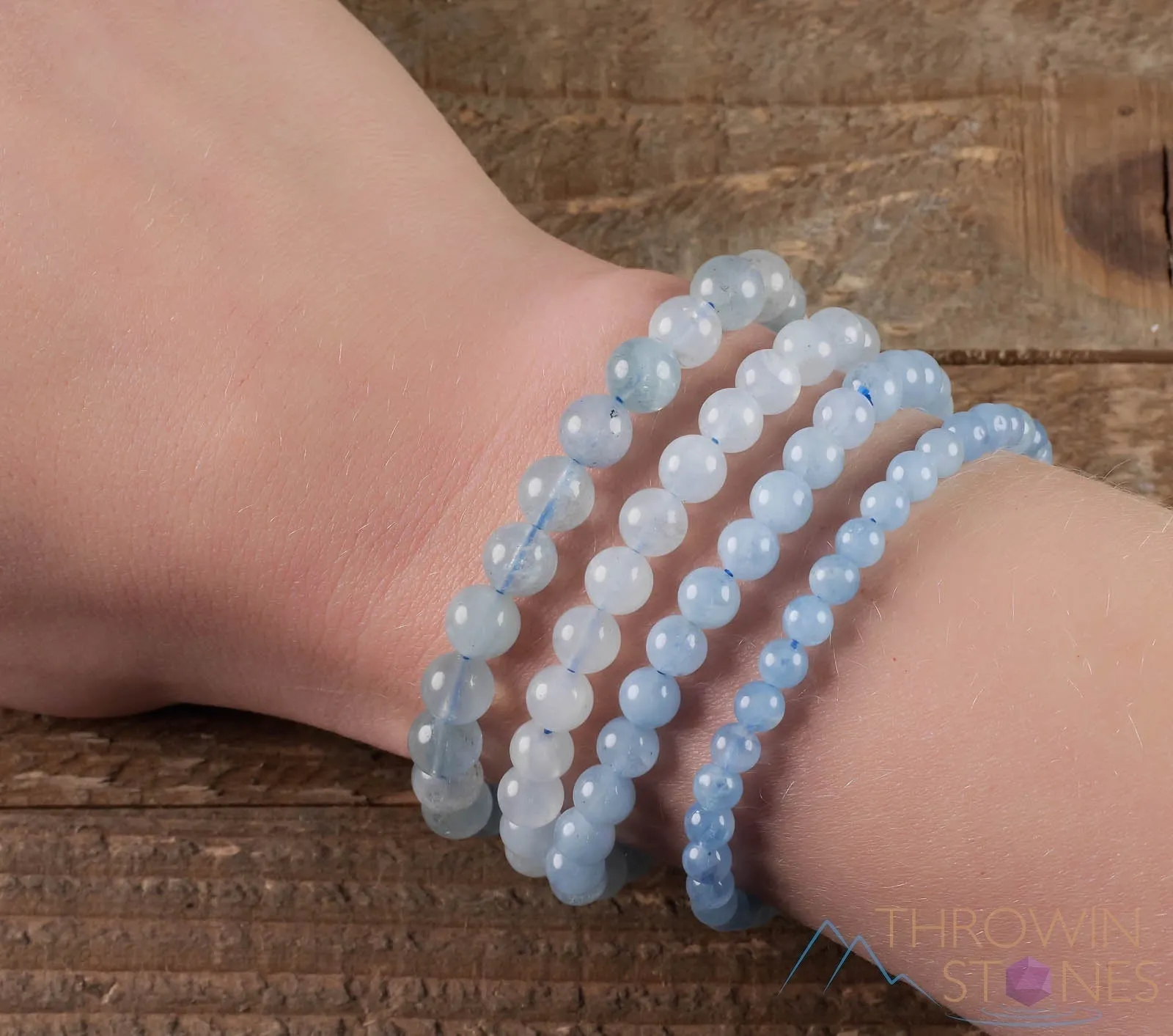 AQUAMARINE Crystal Bracelet - Round Beads - Beaded Bracelet, Birthstone Bracelet, Handmade Jewelry,  Healing Crystal Bracelet, E0571