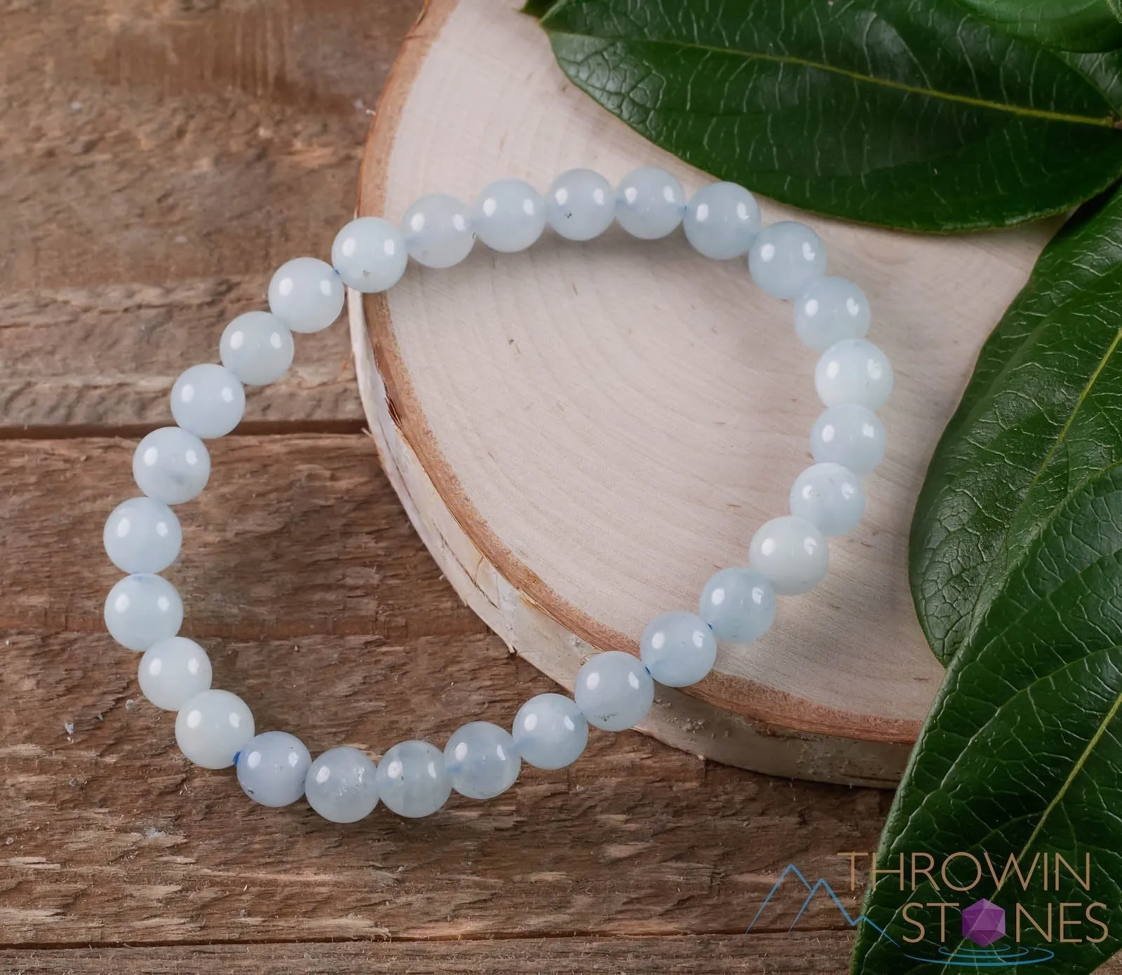 AQUAMARINE Crystal Bracelet - Round Beads - Beaded Bracelet, Birthstone Bracelet, Handmade Jewelry,  Healing Crystal Bracelet, E0571