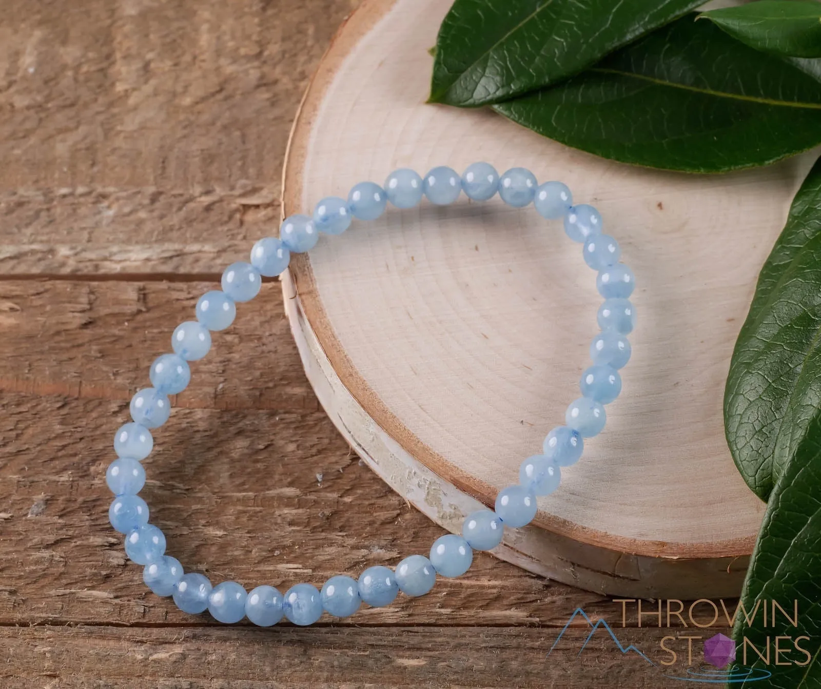 AQUAMARINE Crystal Bracelet - Round Beads - Beaded Bracelet, Birthstone Bracelet, Handmade Jewelry,  Healing Crystal Bracelet, E0571