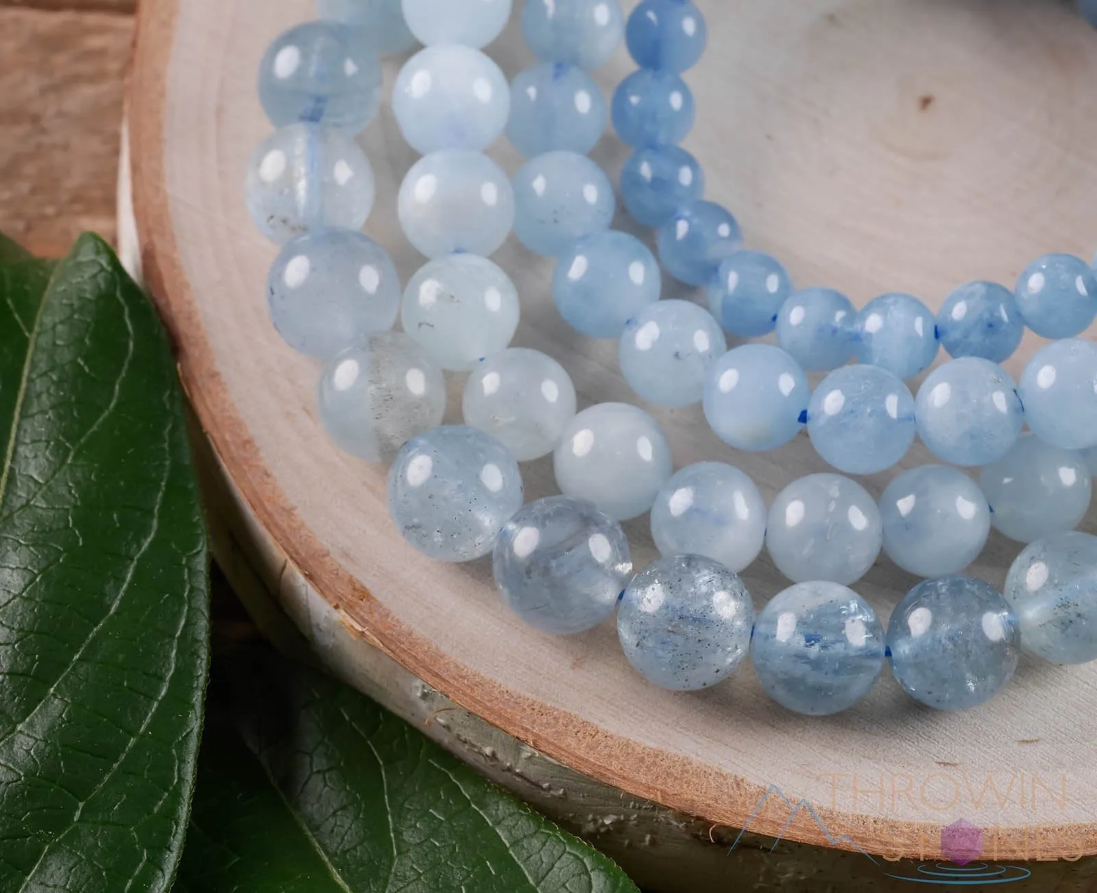 AQUAMARINE Crystal Bracelet - Round Beads - Beaded Bracelet, Birthstone Bracelet, Handmade Jewelry,  Healing Crystal Bracelet, E0571