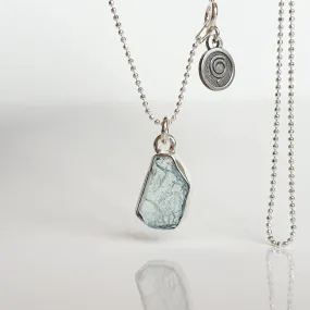 Aquamarine Raw AAA  Silver Pendant for Women "Stone of Faith"