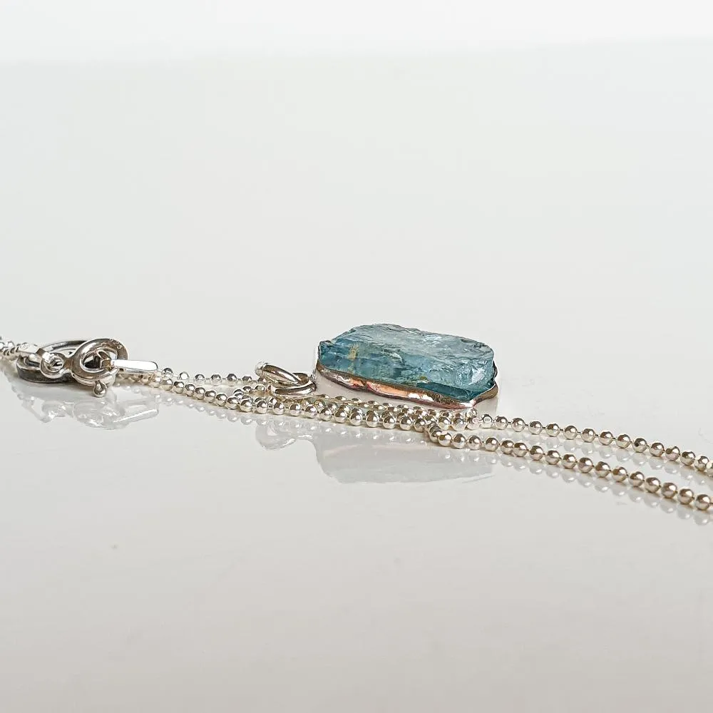 Aquamarine Raw AAA  Silver Pendant for Women "Stone of Faith"