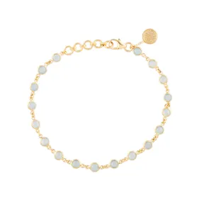 Aquamarine Round Link to Link Bracelet In 18K Yellow Gold