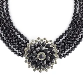 Audrey Jet Flower Necklace