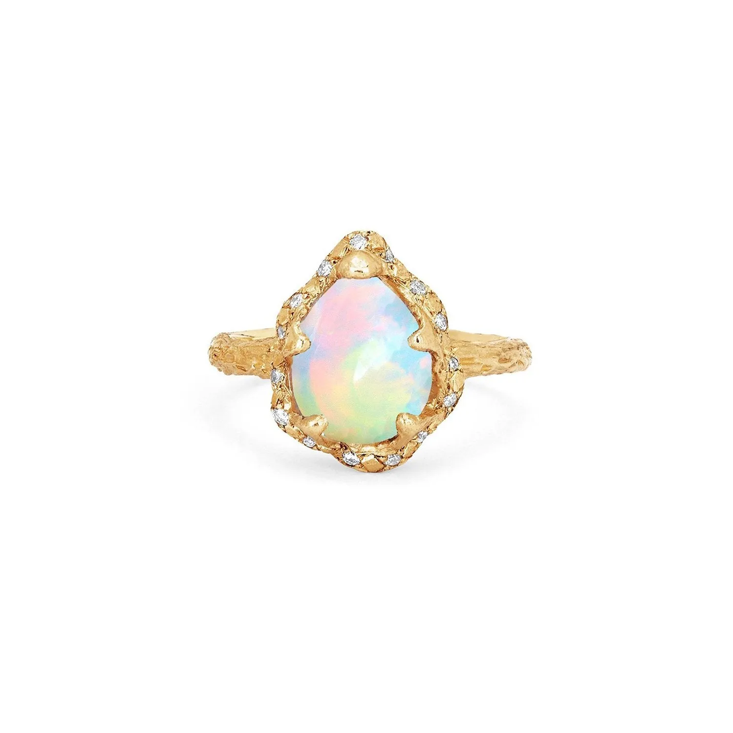 Baby Queen Water Drop White Opal Ring with Sprinkled Diamonds | Ready to Ship