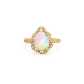 Baby Queen Water Drop White Opal Ring with Sprinkled Diamonds | Ready to Ship