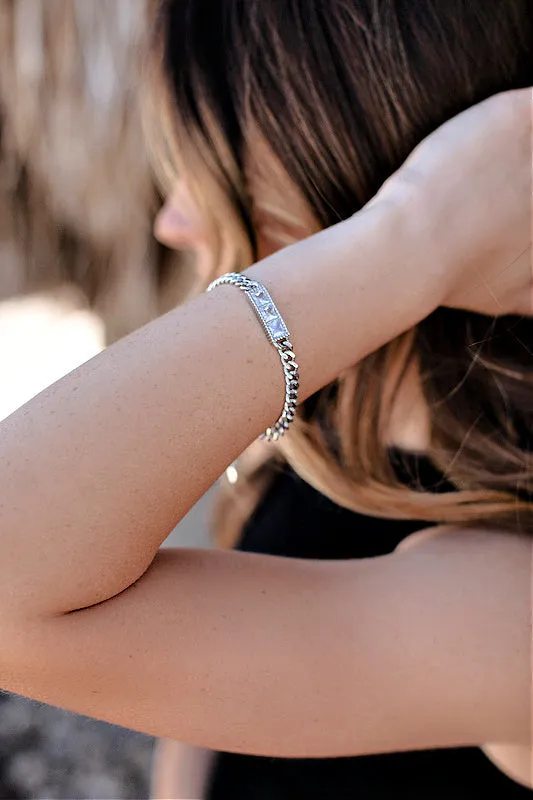 Baguette Chain Bracelet in Silver