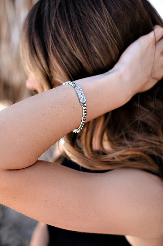 Baguette Chain Bracelet in Silver