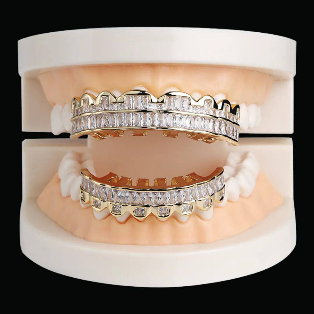 Baguette Iced Out Diamond Grillz