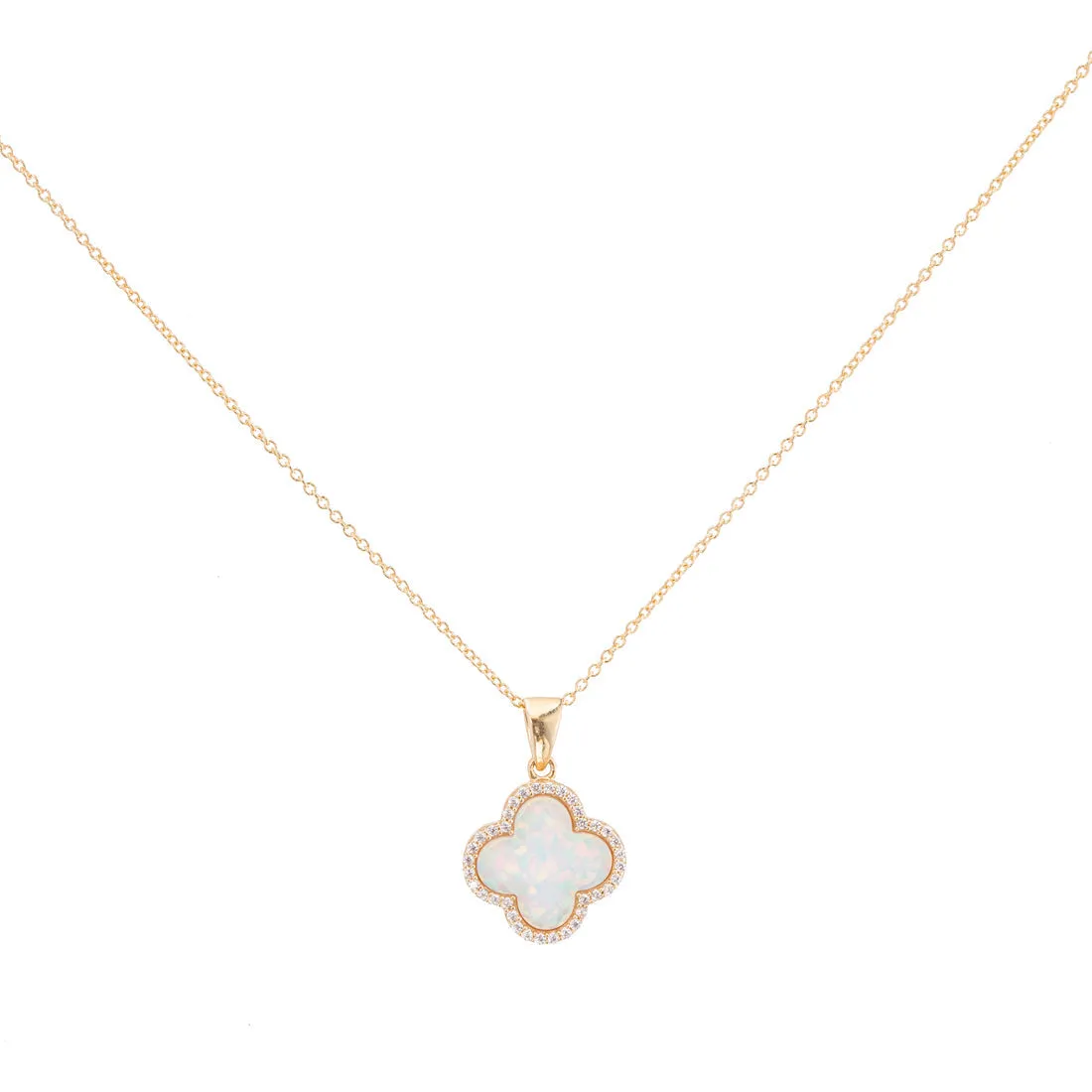 bara boheme | CLOVER CZ PAVE NECKLACE - SMALL