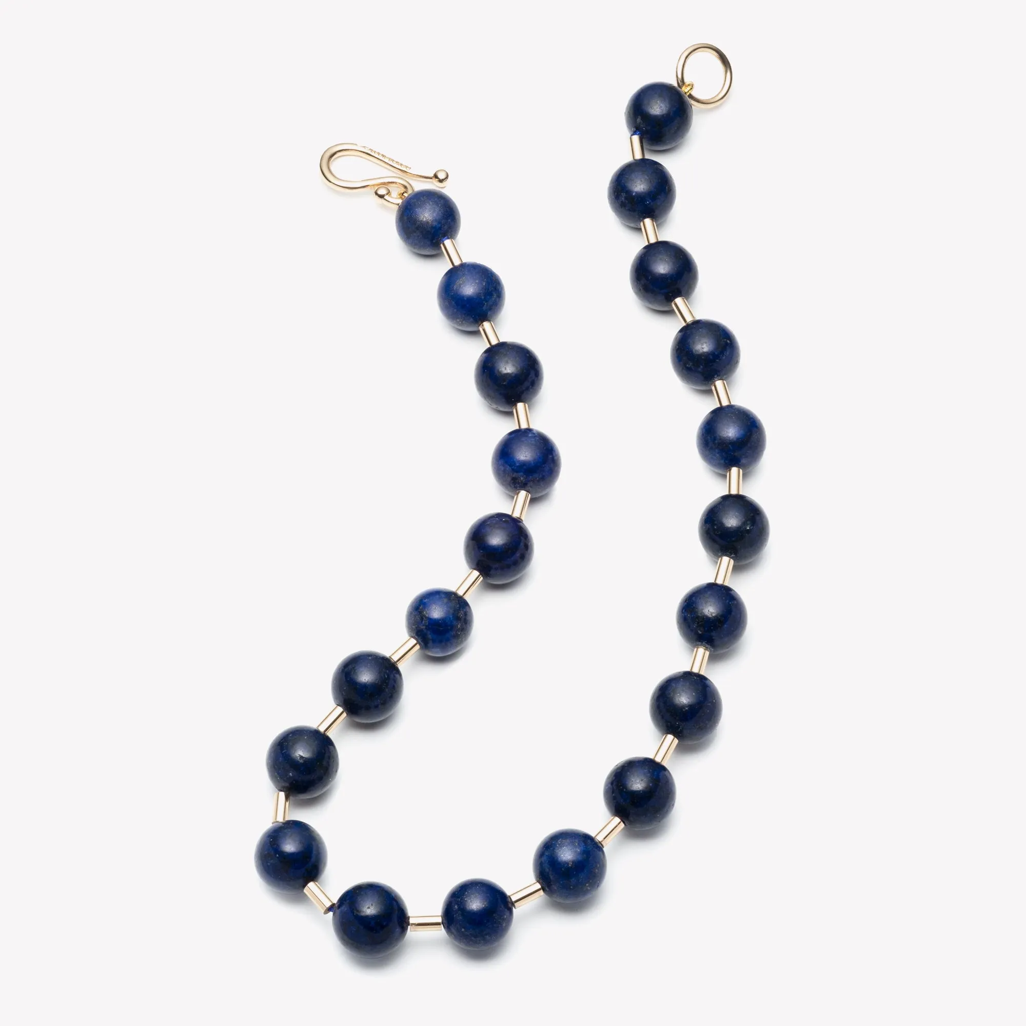 BEADED BALL CHAIN NECKLACE - LAPIS LAZULI