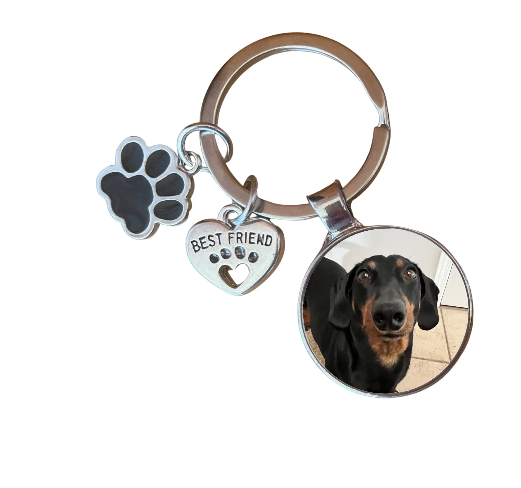 Best Friend Paw Keychain with Customizable Option for Photo or Text