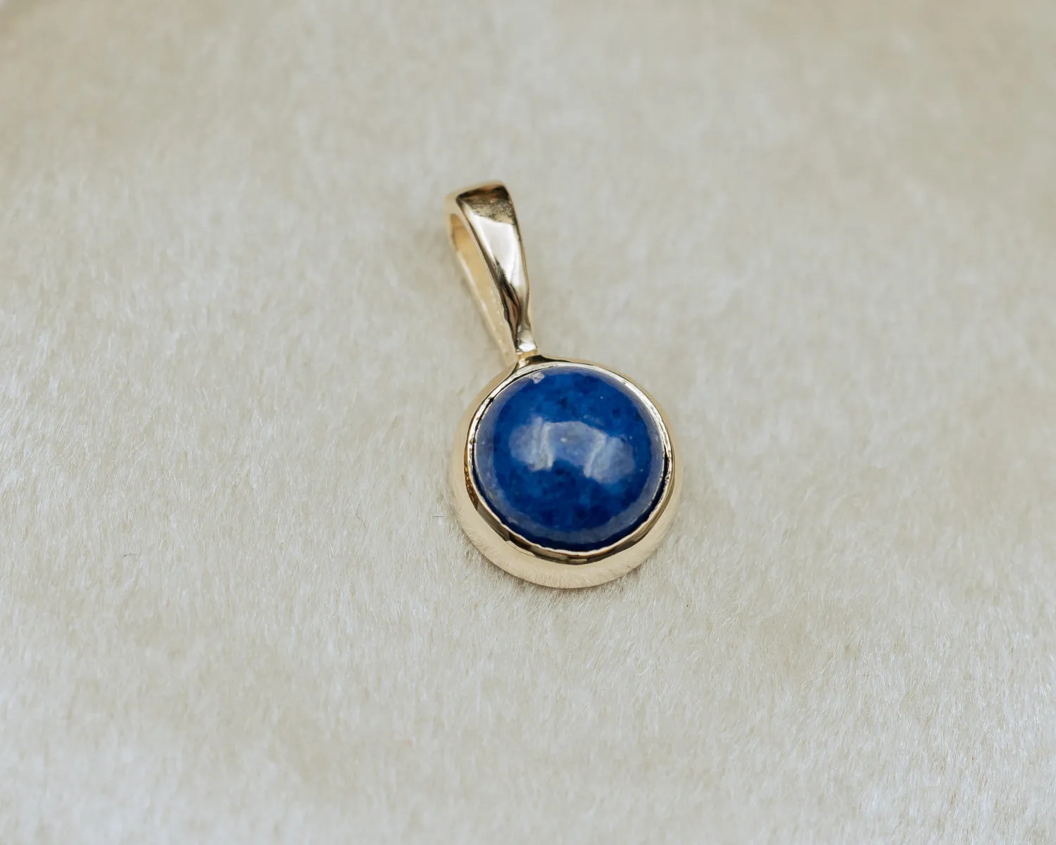 BEZEL SET ROUND PENDANT WITH YOUR CHOICE OF MOSS AGATE, MOONSTONE, LAPIS LAZULI, OR TURQUOISE