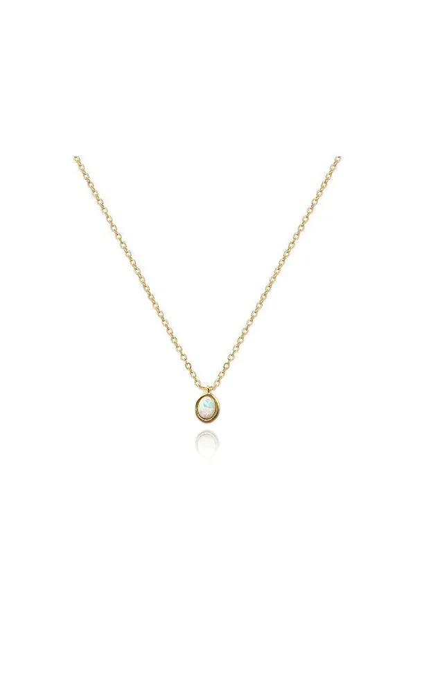 BJNA007GDWHT Gold "Natural Opal" Pendant Necklace