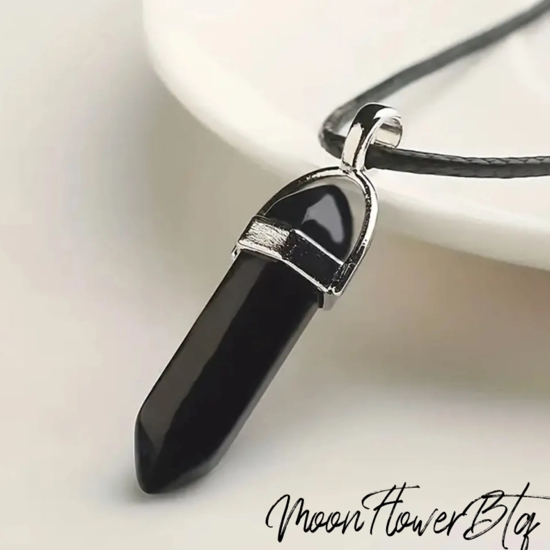 Black Crystal Pendant Necklace