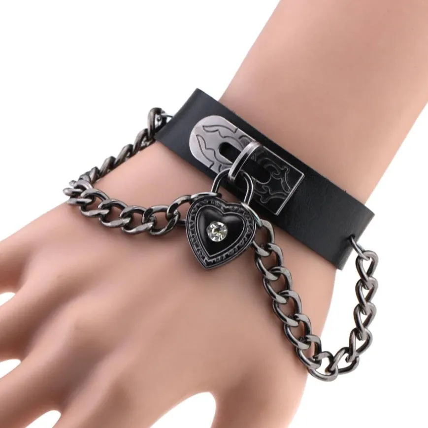 Black Heart Wrist Cuff Bracelet